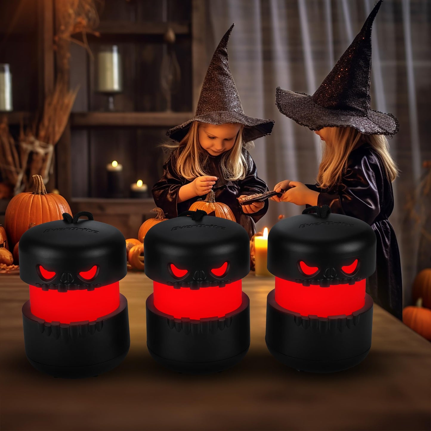 EverBrite 6-Pack Halloween Pumpkin Lantern, Collapsible Jack O Lantern Pumpkins with Lanyard, Halloween Party Favors for Kids, Light up Pumpkin Outdoor for Halloween Party Decoration, Battery Included