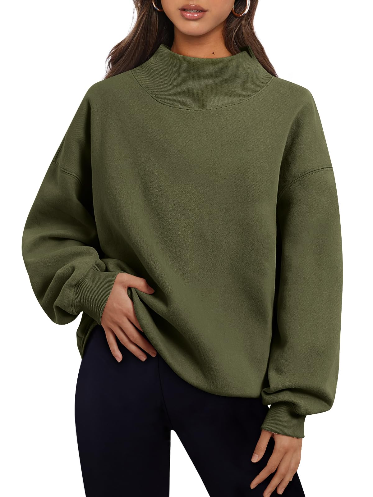 Trendy Queen Womens Oversized Sweatshirts Turtleneck Pullover Long Sleeve Hoodies Tops Fall Outfits 2024 Clothes