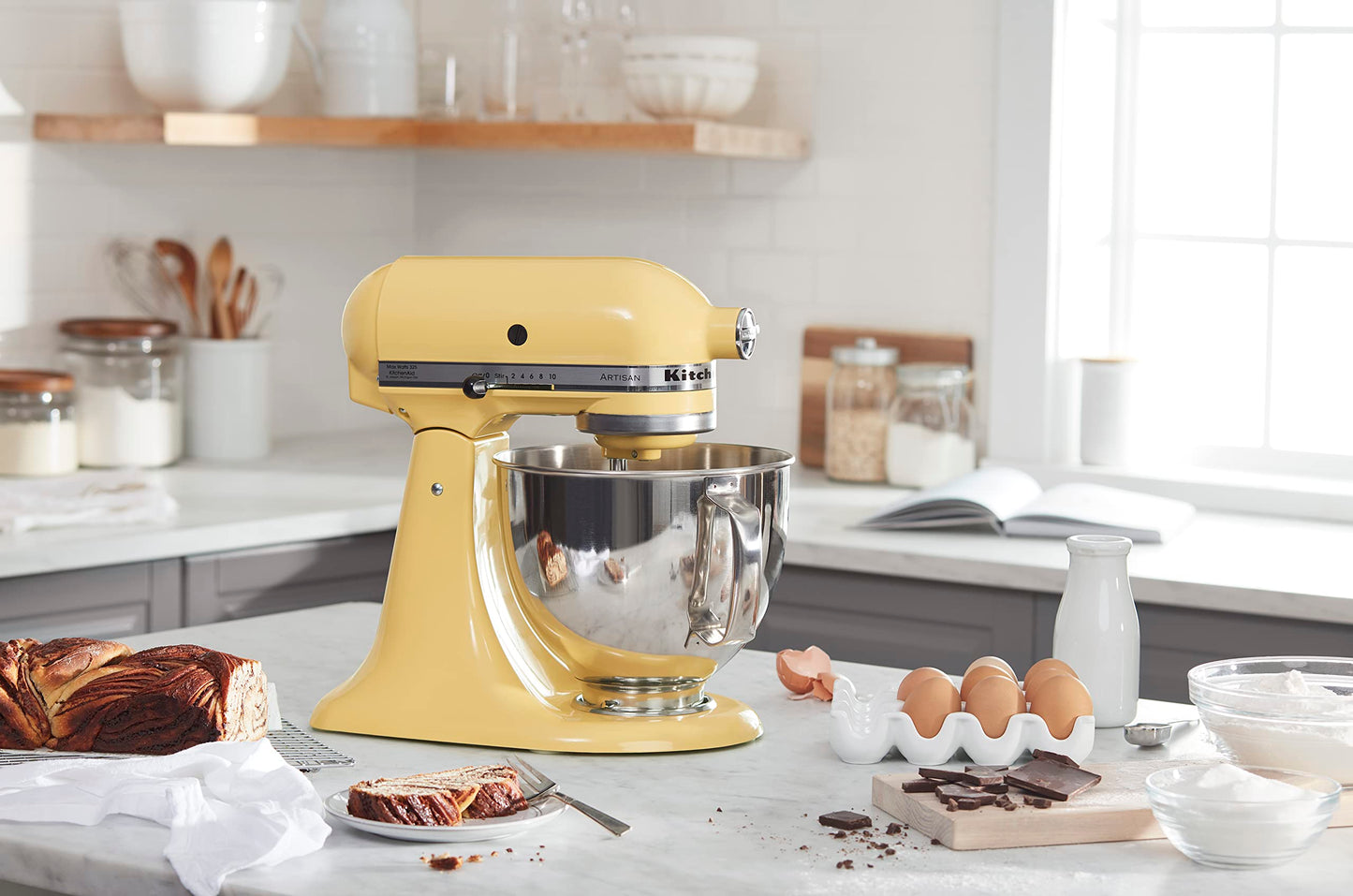 KitchenAid Artisan Series 5 Quart Tilt Head Stand Mixer with Pouring Shield KSM150PS, Removable bowl, Aqua Sky