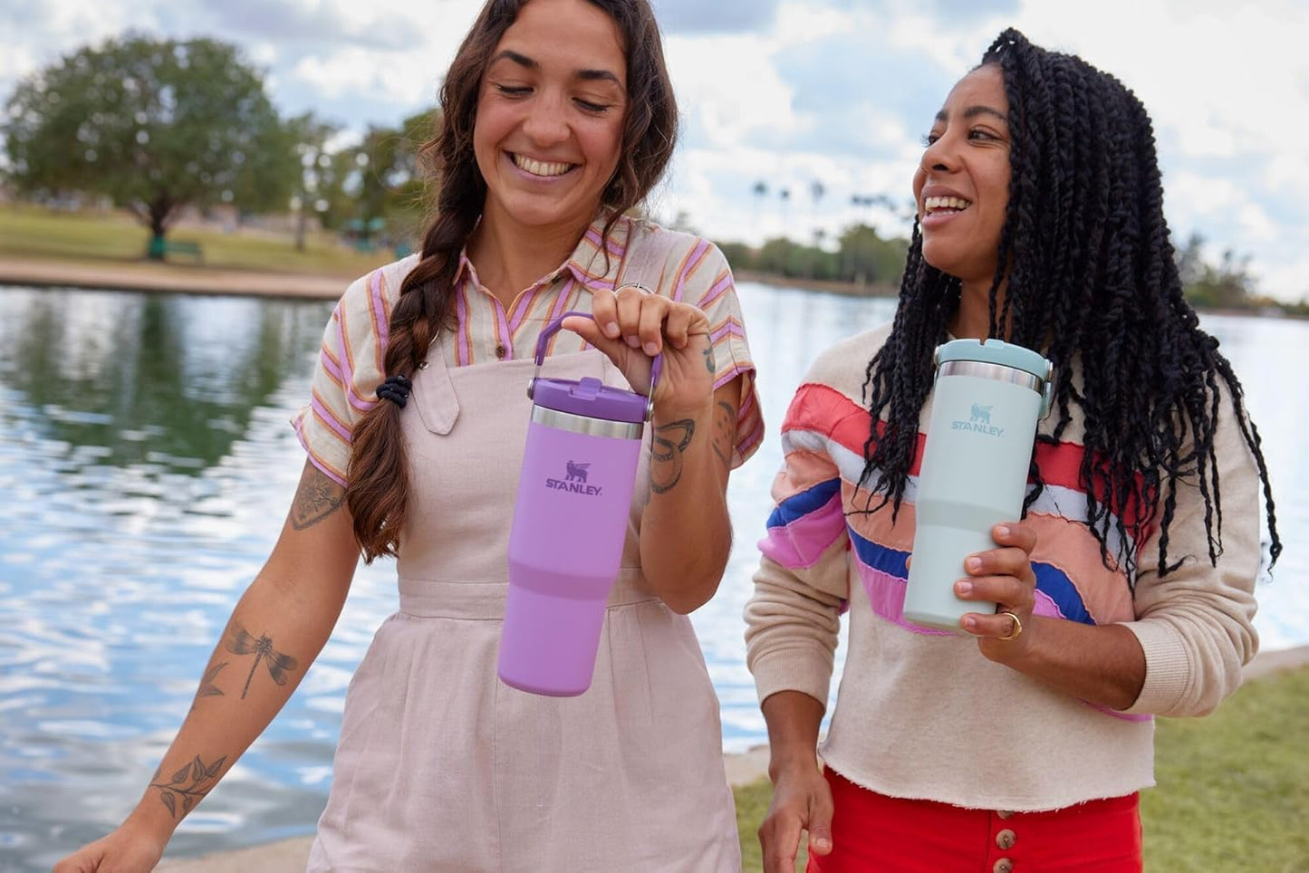 Stanley IceFlow Stainless Steel Tumbler - Vacuum Insulated Water Bottle for Home, Office or Car Reusable Cup with Straw Leak Resistant Flip Cold for 12 Hours or Iced for 2 Days, Mist, 30 OZ / 0.89 L