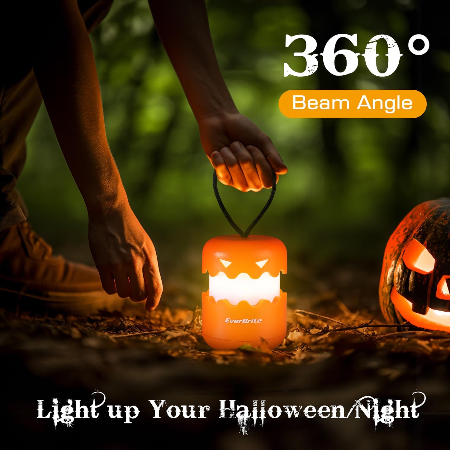 EverBrite 6-Pack Halloween Pumpkin Lantern, Collapsible Jack O Lantern Pumpkins with Lanyard, Halloween Party Favors for Kids, Light up Pumpkin Outdoor for Halloween Party Decoration, Battery Included