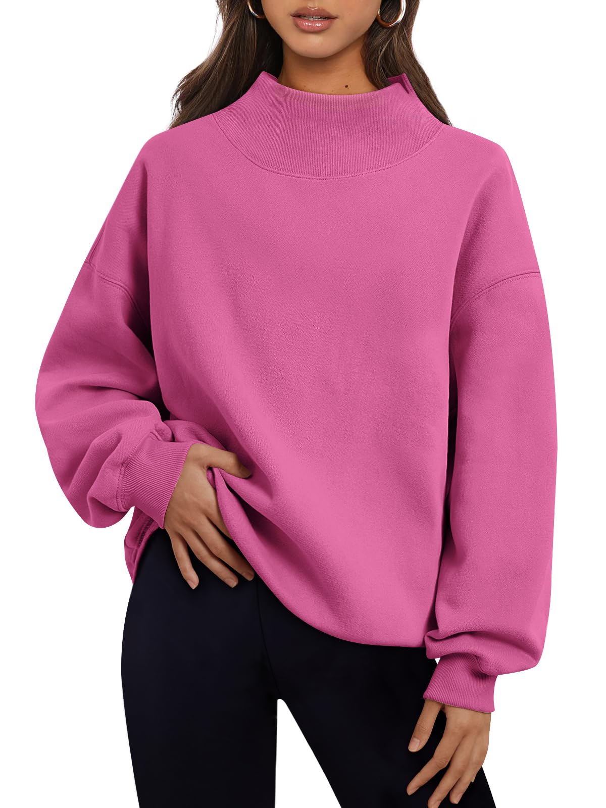 Trendy Queen Womens Oversized Sweatshirts Turtleneck Pullover Long Sleeve Hoodies Tops Fall Outfits 2024 Clothes
