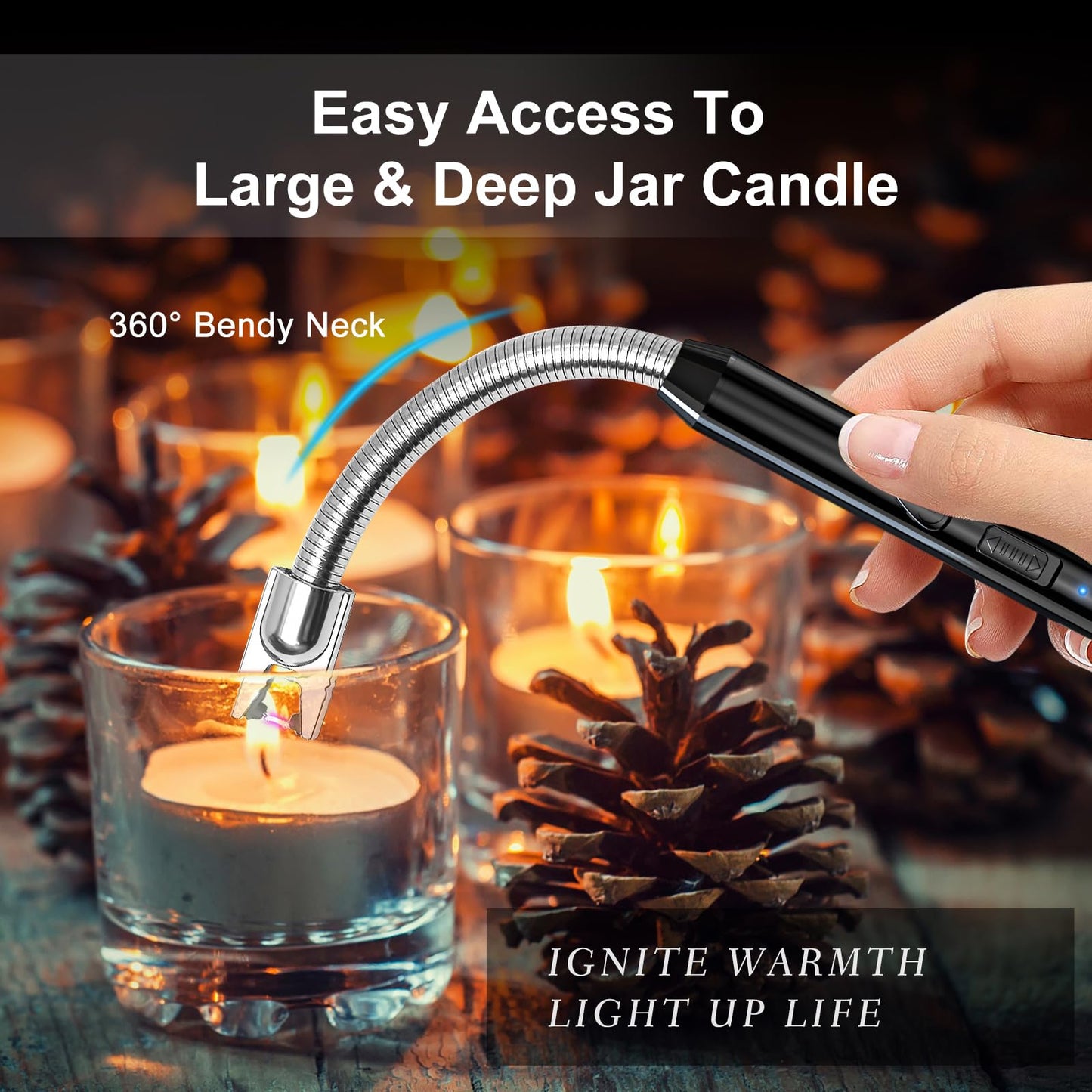 2 Pack Plasma Arc Electric Lighters Rechargeable - USB Long Reach for Scented Candles, BBQ Grill &Camping - Windproof Design Lighters
