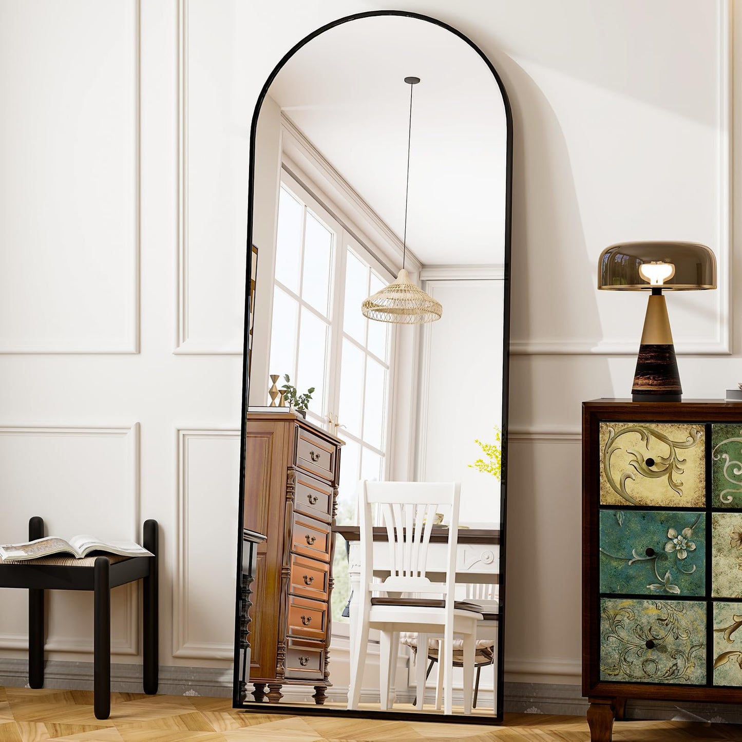 HARRITPURE 64"x21" Arched Full Length Mirror Free Standing Leaning Mirror Hanging Mounted Mirror Aluminum Frame Modern Simple Home Decor for Living Room Bedroom Cloakroom, Gold