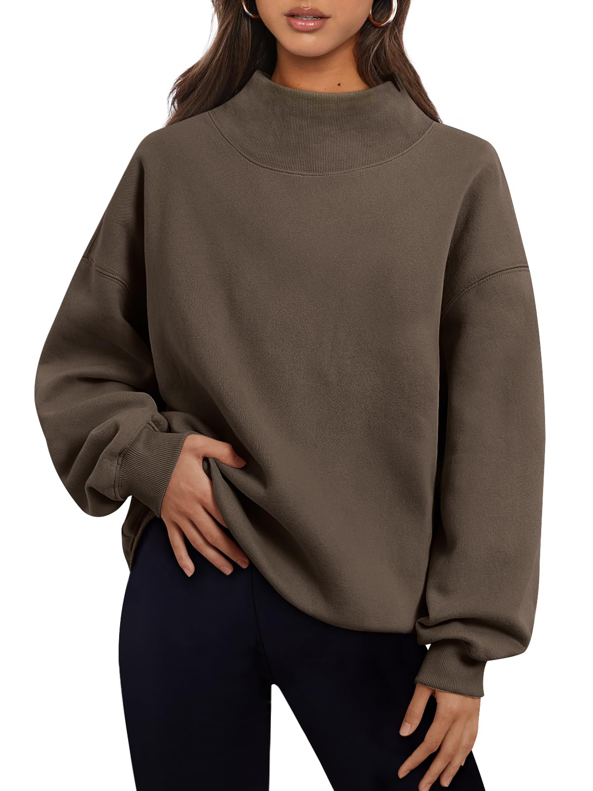 Trendy Queen Womens Oversized Sweatshirts Turtleneck Pullover Long Sleeve Hoodies Tops Fall Outfits 2024 Clothes