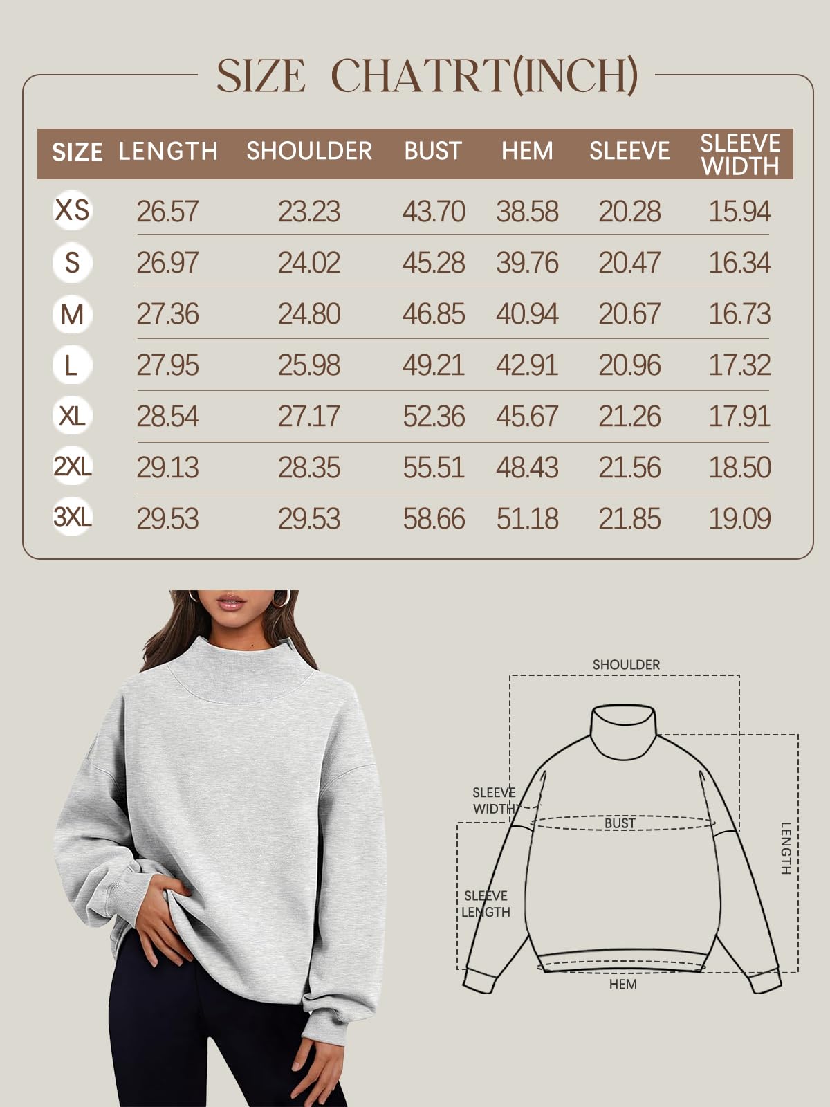 Trendy Queen Womens Oversized Sweatshirts Turtleneck Pullover Long Sleeve Hoodies Tops Fall Outfits 2024 Clothes