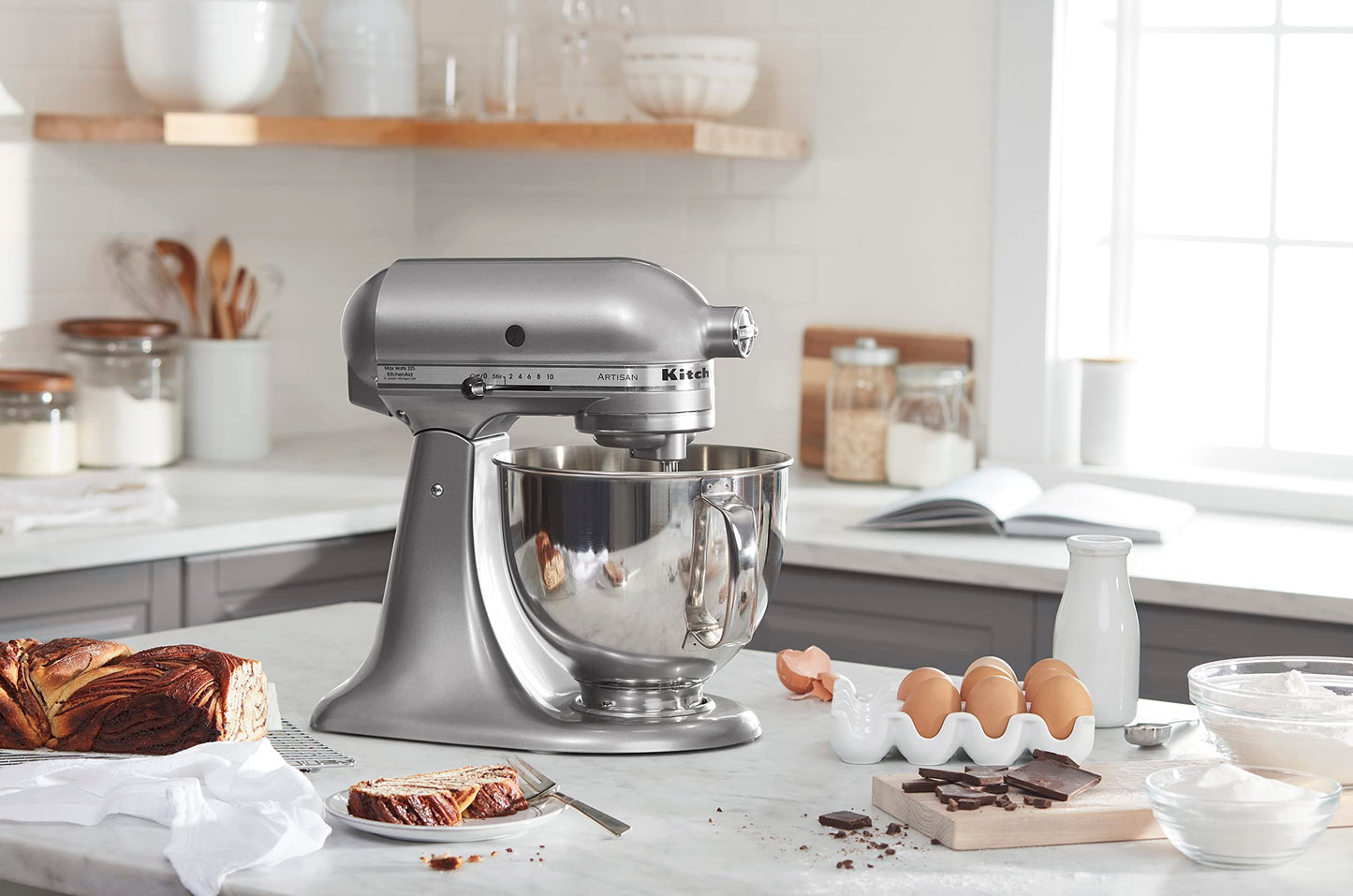 KitchenAid Artisan Series 5 Quart Tilt Head Stand Mixer with Pouring Shield KSM150PS, Removable bowl, Aqua Sky