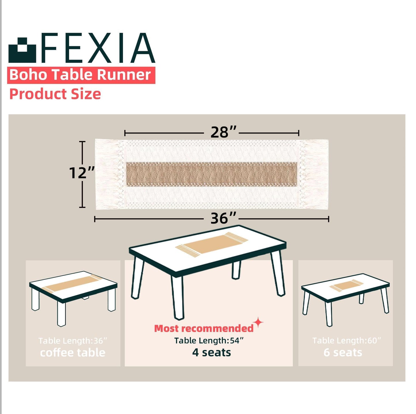 FEXIA Thanksgiving Table Runner for Home Decor with Tassels 72 Inches Long Farmhouse Rustic Boho Table Runner Macrame Burlap Fall Table Decoration for Living Room Bridal Shower(12x72 Inches)