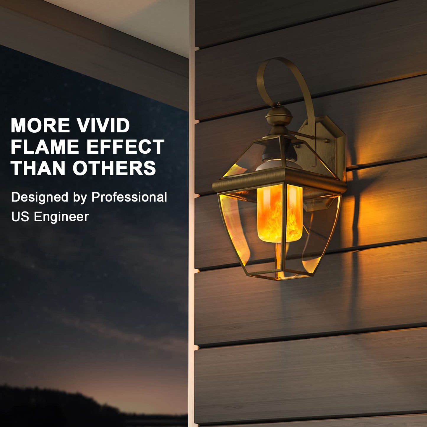 Hompavo 【Upgraded】 LED Flame Light Bulbs, 4 Modes Flickering Light Bulbs with Upside Down Effect, E26/E27 Flame Bulb for Halloween Christmas Party Patio Porch Home Indoor & Outdoor Decorations - 2