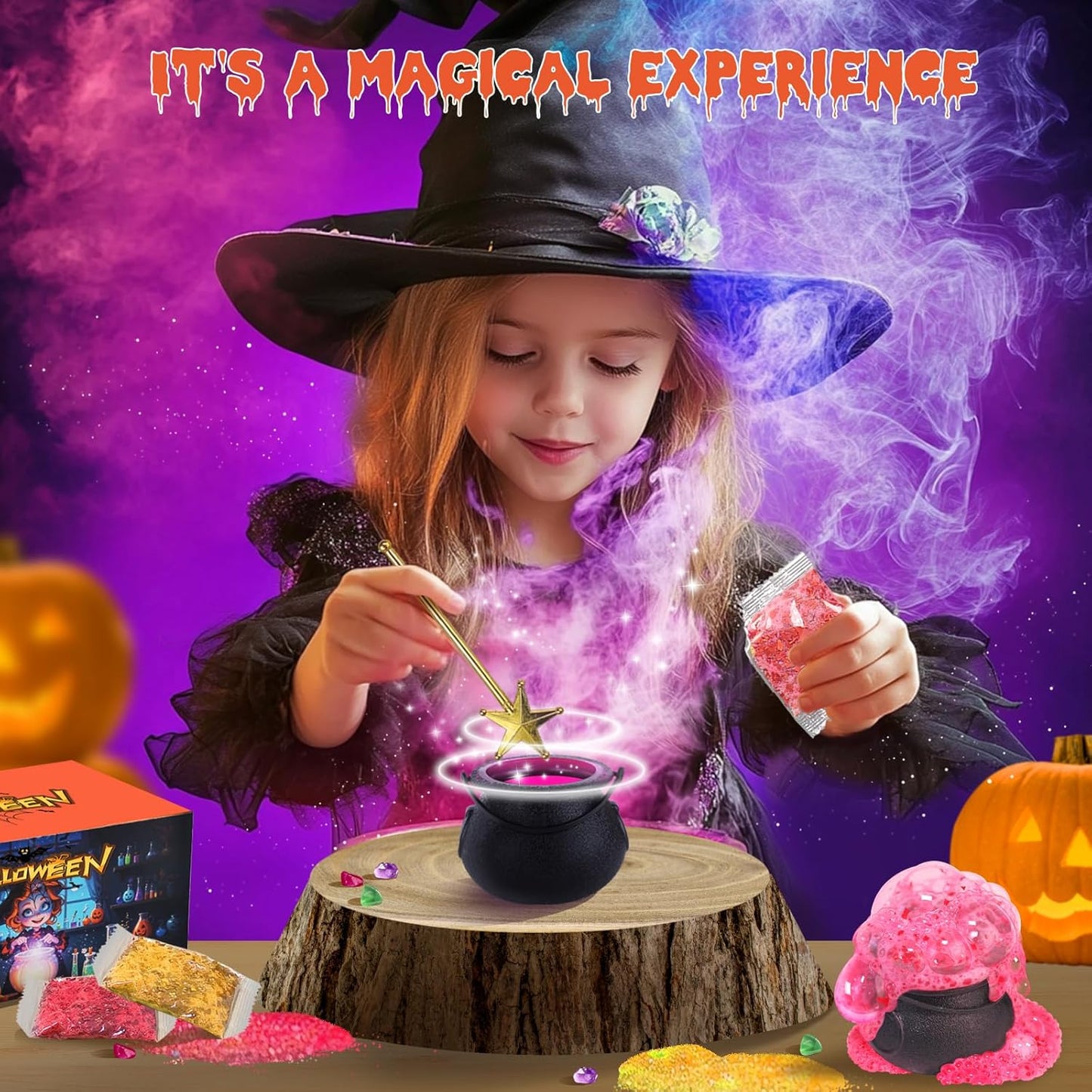 Halloween Toys for Kids, Built-in 12 Bottle Witch Magic Cube Jar, Halloween Favors for Toddlers, Halloween Party Favors for Boys and Girls, Gift Bag Filler，Halloween Decorations