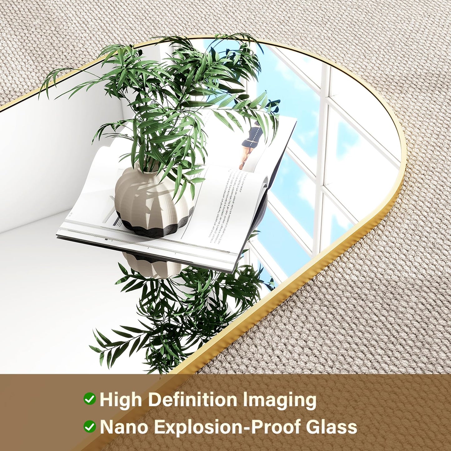HARRITPURE 64"x21" Arched Full Length Mirror Free Standing Leaning Mirror Hanging Mounted Mirror Aluminum Frame Modern Simple Home Decor for Living Room Bedroom Cloakroom, Gold