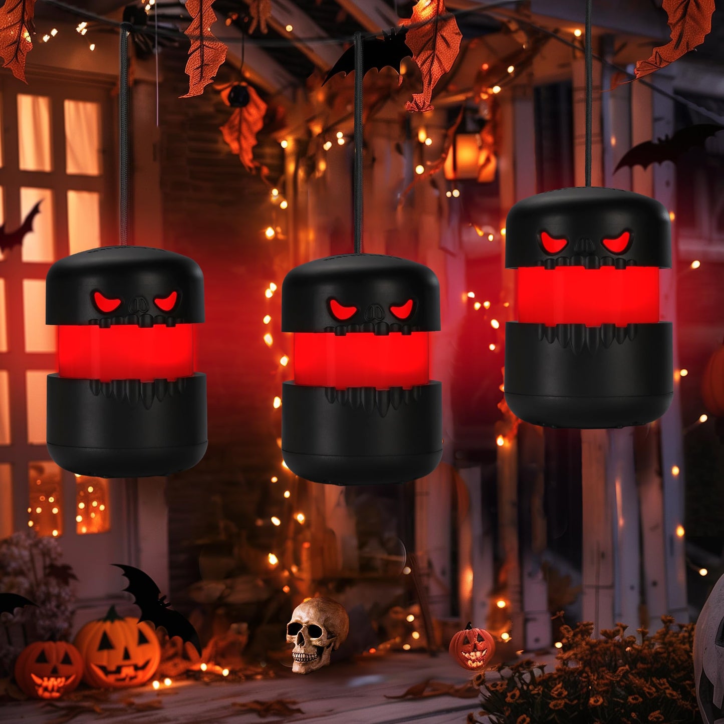 EverBrite 6-Pack Halloween Pumpkin Lantern, Collapsible Jack O Lantern Pumpkins with Lanyard, Halloween Party Favors for Kids, Light up Pumpkin Outdoor for Halloween Party Decoration, Battery Included
