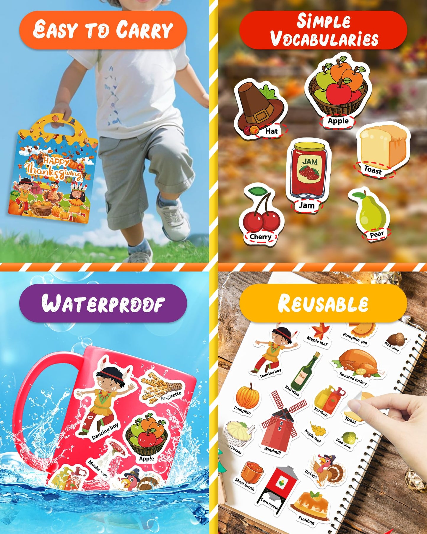 Benresive Halloween Reusable Sticker Book for Toddlers 2-4 Year, Travel Halloween Stickers for Kids, Waterproof Sticker Books for Toddlers 1-3, 38 Pcs Crafts Activities for Todddlers 1-3 2-4 3-5