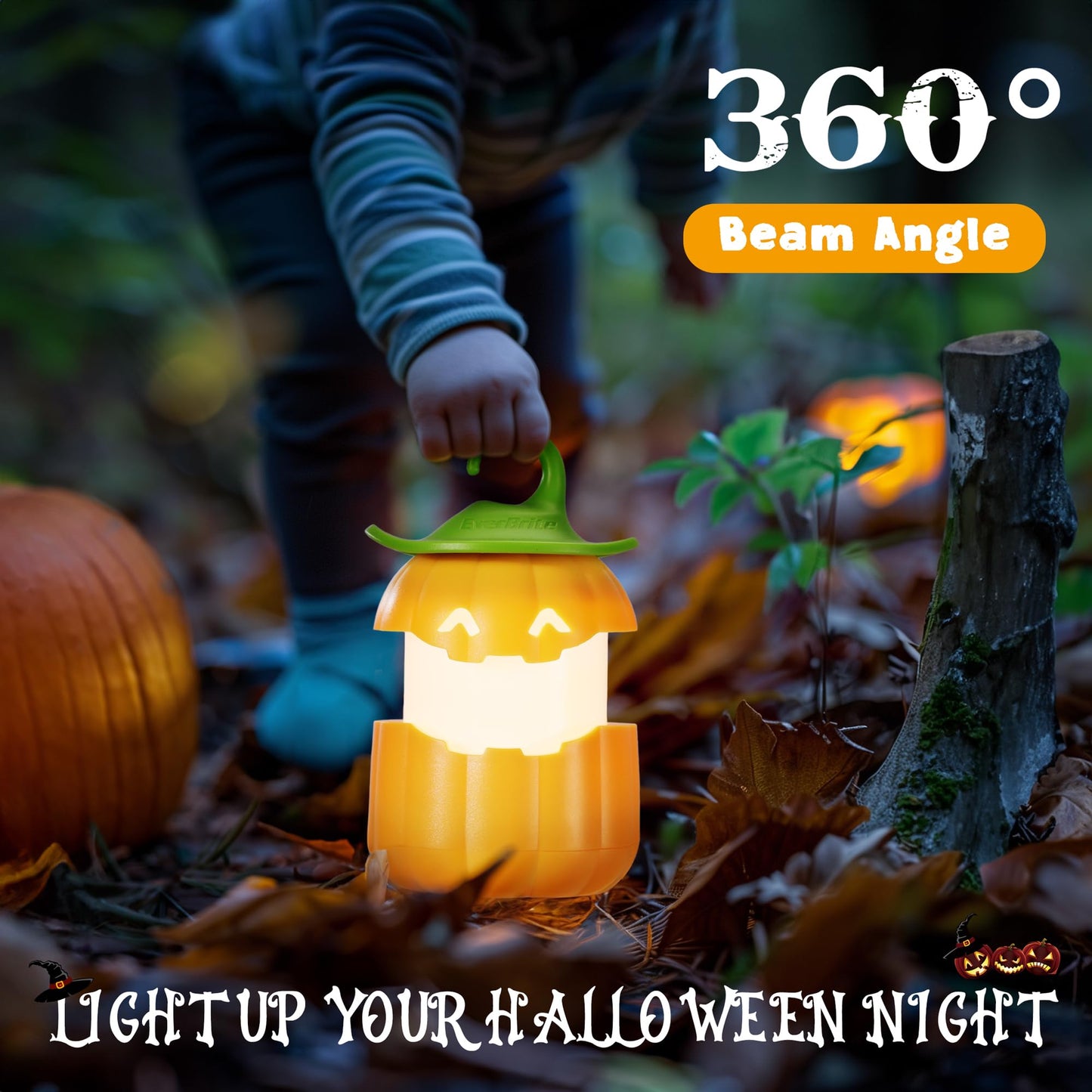 EverBrite 6-Pack Halloween Pumpkin Lantern, Collapsible Jack O Lantern Pumpkins with Lanyard, Halloween Party Favors for Kids, Light up Pumpkin Outdoor for Halloween Party Decoration, Battery Included