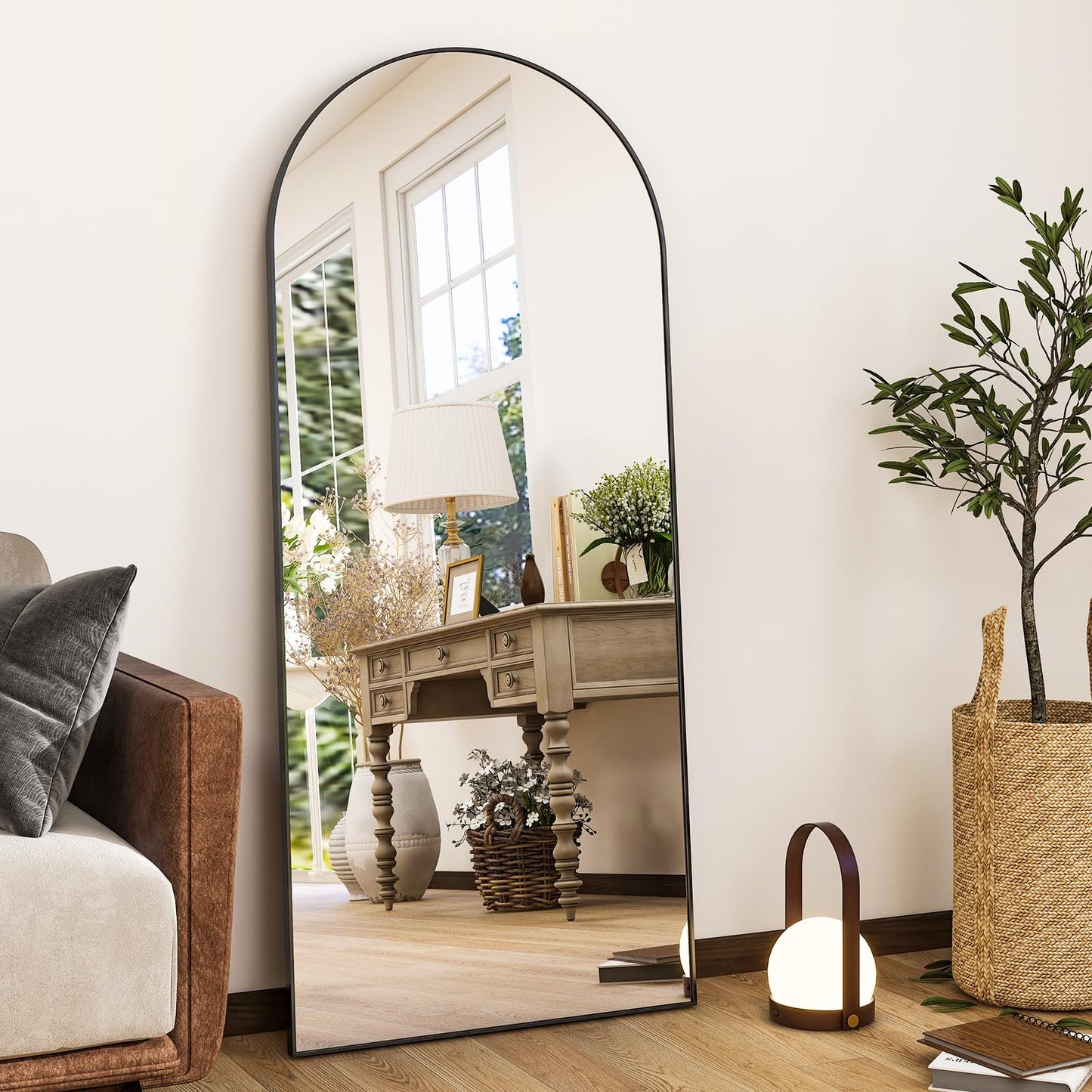 HARRITPURE 64"x21" Arched Full Length Mirror Free Standing Leaning Mirror Hanging Mounted Mirror Aluminum Frame Modern Simple Home Decor for Living Room Bedroom Cloakroom, Gold