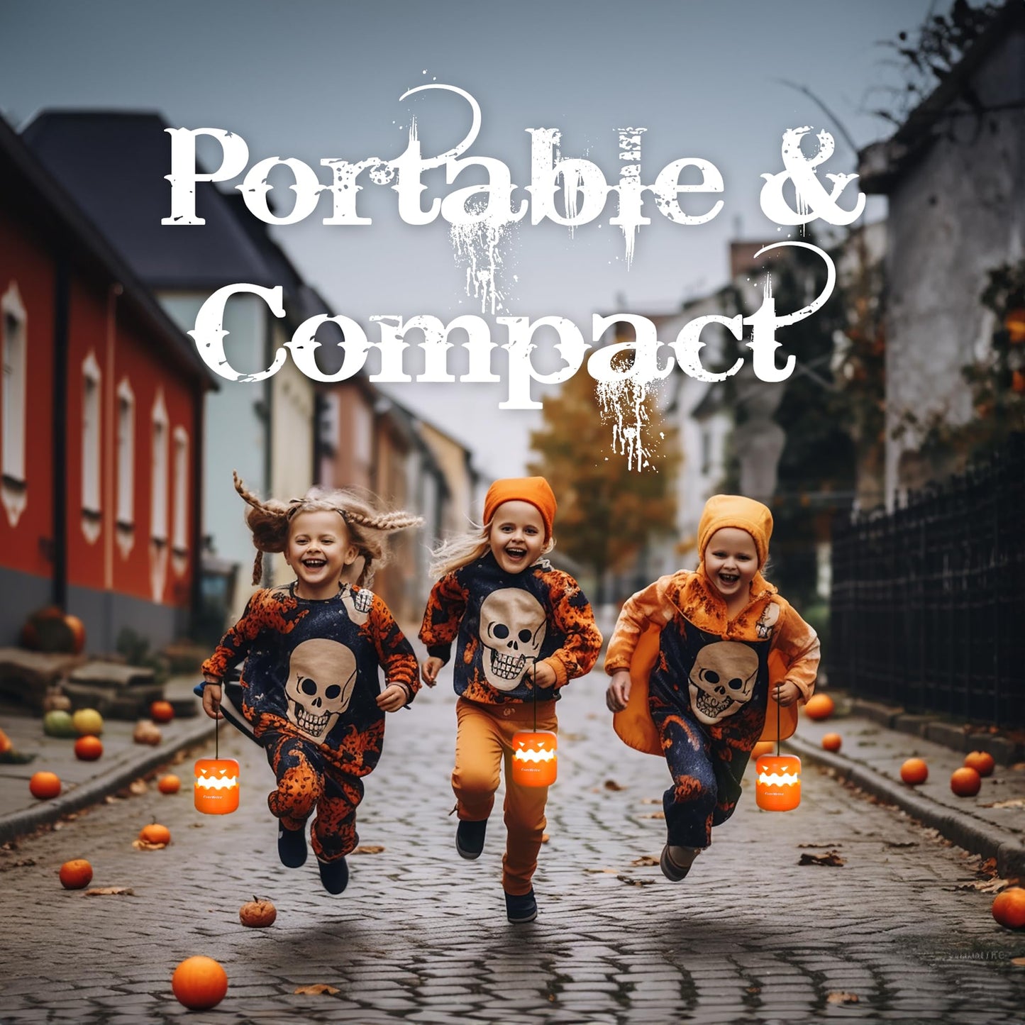 EverBrite 6-Pack Halloween Pumpkin Lantern, Collapsible Jack O Lantern Pumpkins with Lanyard, Halloween Party Favors for Kids, Light up Pumpkin Outdoor for Halloween Party Decoration, Battery Included