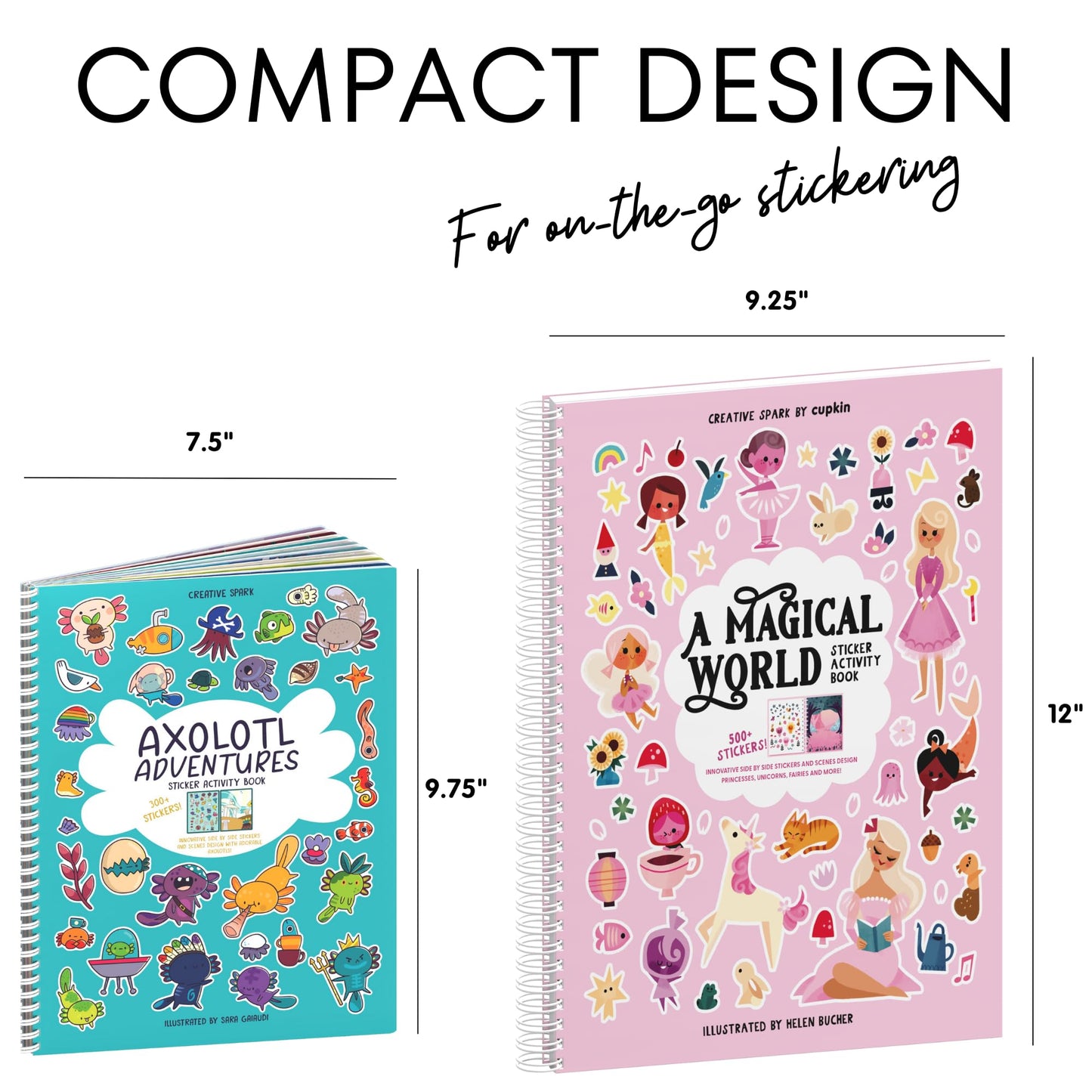 Cupkin Animal Sticker Book Activity for Kids, Toddler Airplane Travel Essentials, 500+ Habitat Stickers for Kids + 12 Scenes + 12 Coloring Book Pages, Animal Lover Kids Gift, Kids Crafts for Ages 2-8