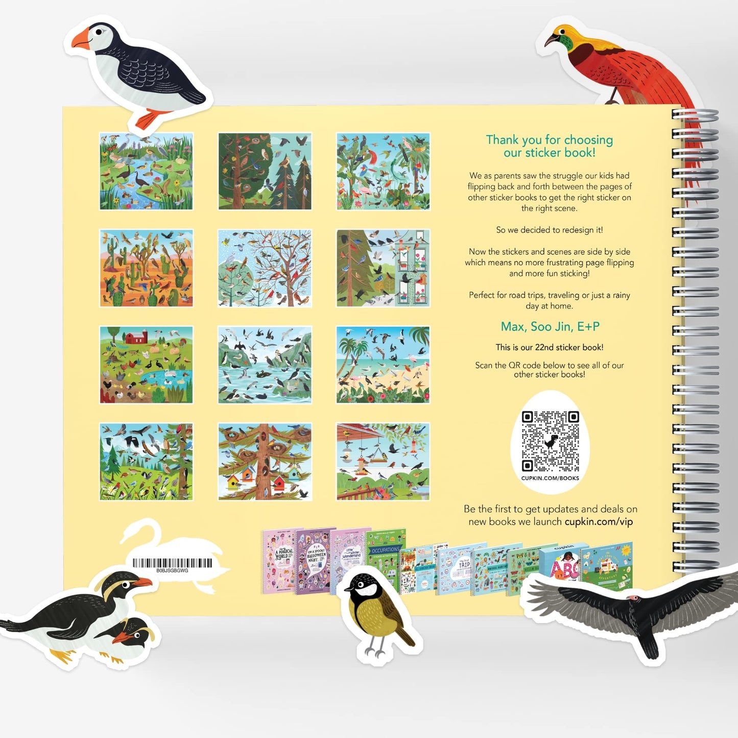Cupkin Animal Sticker Book Activity for Kids, Toddler Airplane Travel Essentials, 500+ Habitat Stickers for Kids + 12 Scenes + 12 Coloring Book Pages, Animal Lover Kids Gift, Kids Crafts for Ages 2-8