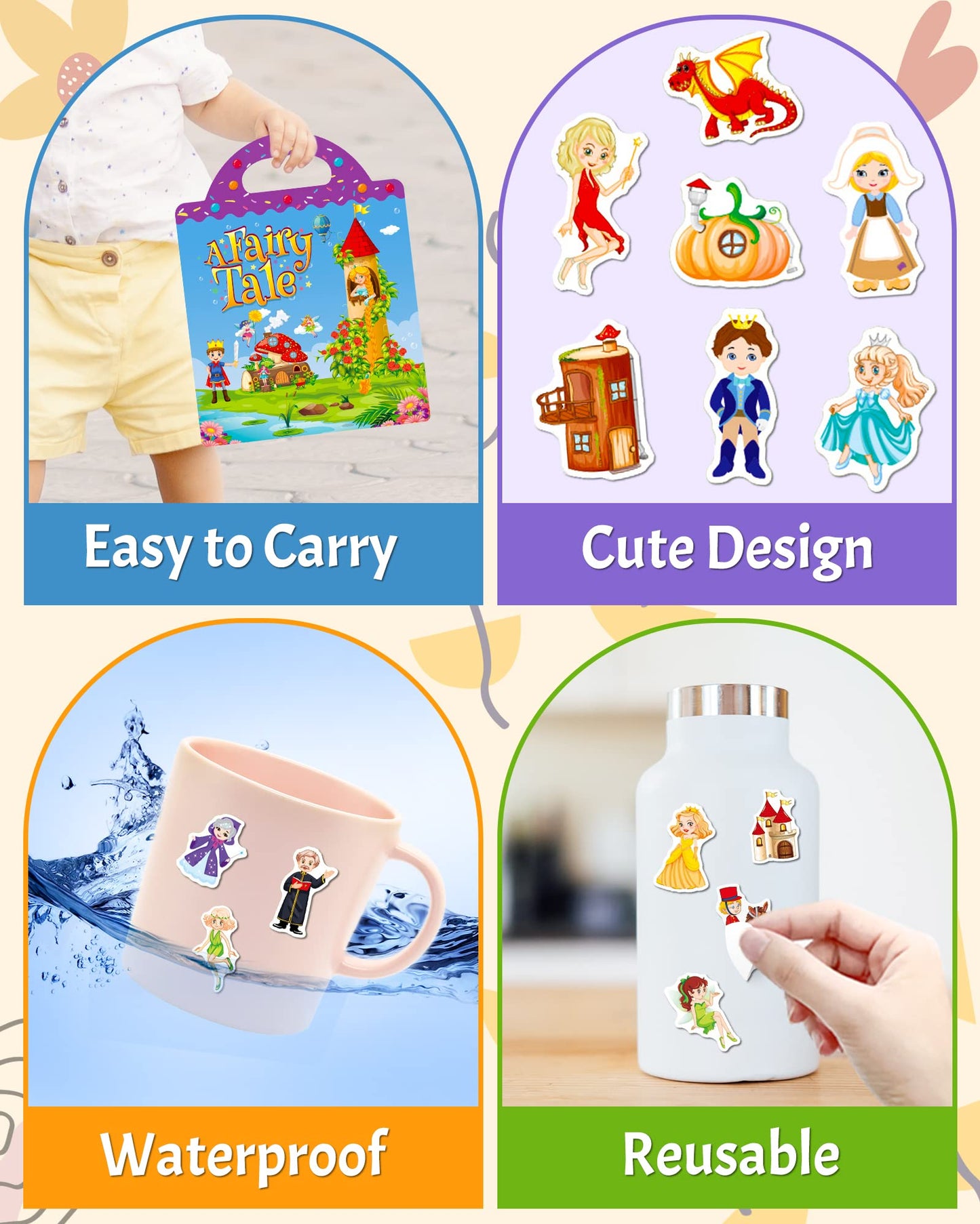 Benresive Halloween Reusable Sticker Book for Toddlers 2-4 Year, Travel Halloween Stickers for Kids, Waterproof Sticker Books for Toddlers 1-3, 38 Pcs Crafts Activities for Todddlers 1-3 2-4 3-5