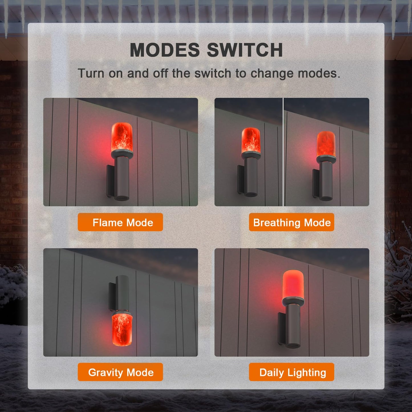 Hompavo 【Upgraded】 LED Flame Light Bulbs, 4 Modes Flickering Light Bulbs with Upside Down Effect, E26/E27 Flame Bulb for Halloween Christmas Party Patio Porch Home Indoor & Outdoor Decorations - 2
