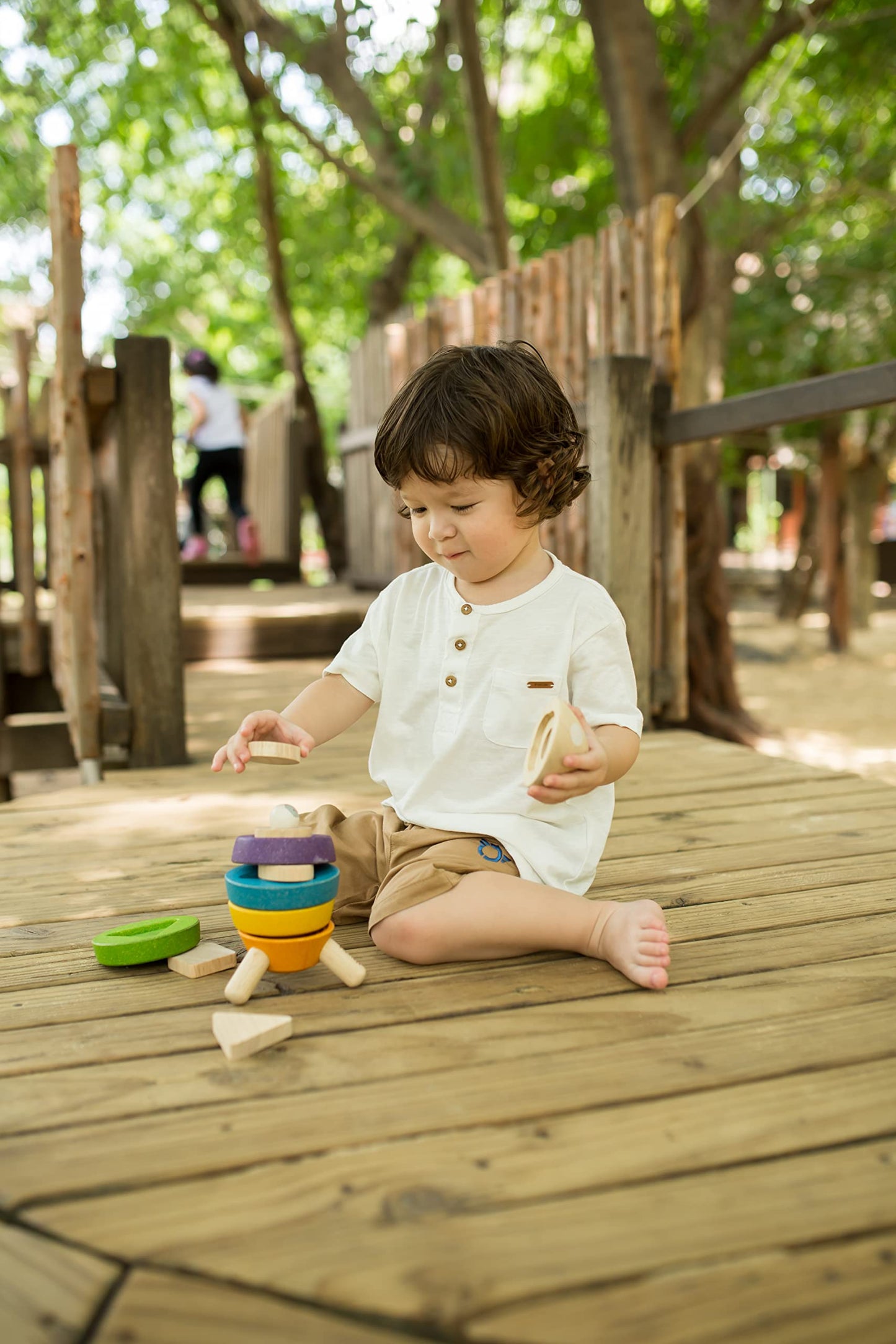 PlanToys Stacking Toys Tree Set - Chemical-Free Toddler Toys Featuring 9 Wooden Pieces