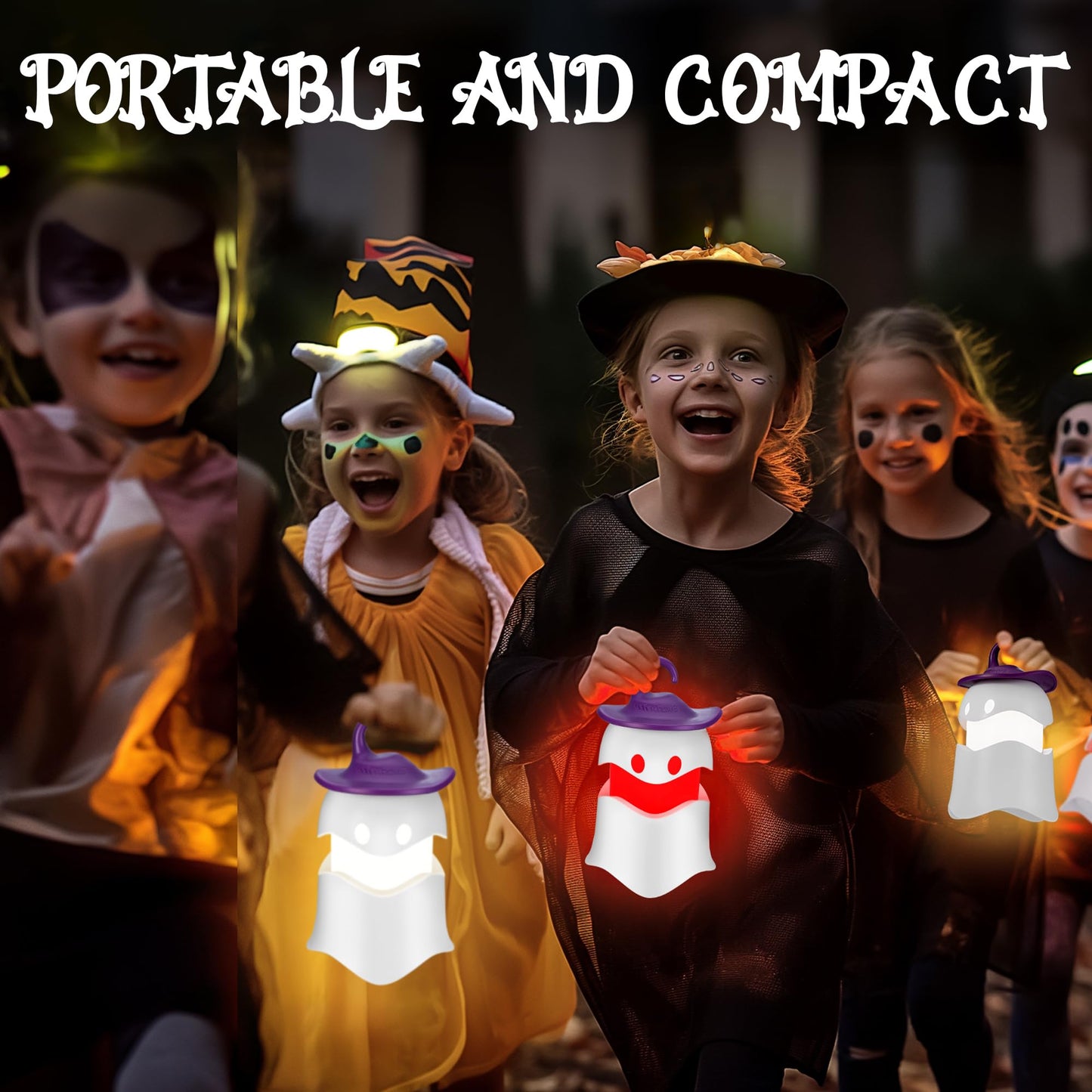 EverBrite 6-Pack Halloween Pumpkin Lantern, Collapsible Jack O Lantern Pumpkins with Lanyard, Halloween Party Favors for Kids, Light up Pumpkin Outdoor for Halloween Party Decoration, Battery Included