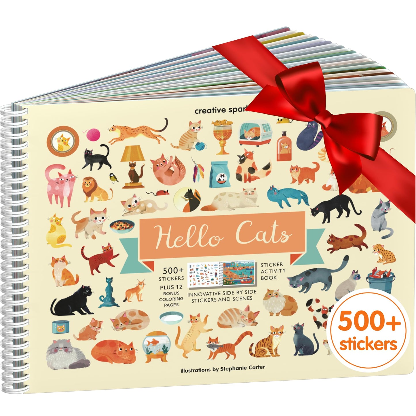 Cupkin Animal Sticker Book Activity for Kids, Toddler Airplane Travel Essentials, 500+ Habitat Stickers for Kids + 12 Scenes + 12 Coloring Book Pages, Animal Lover Kids Gift, Kids Crafts for Ages 2-8