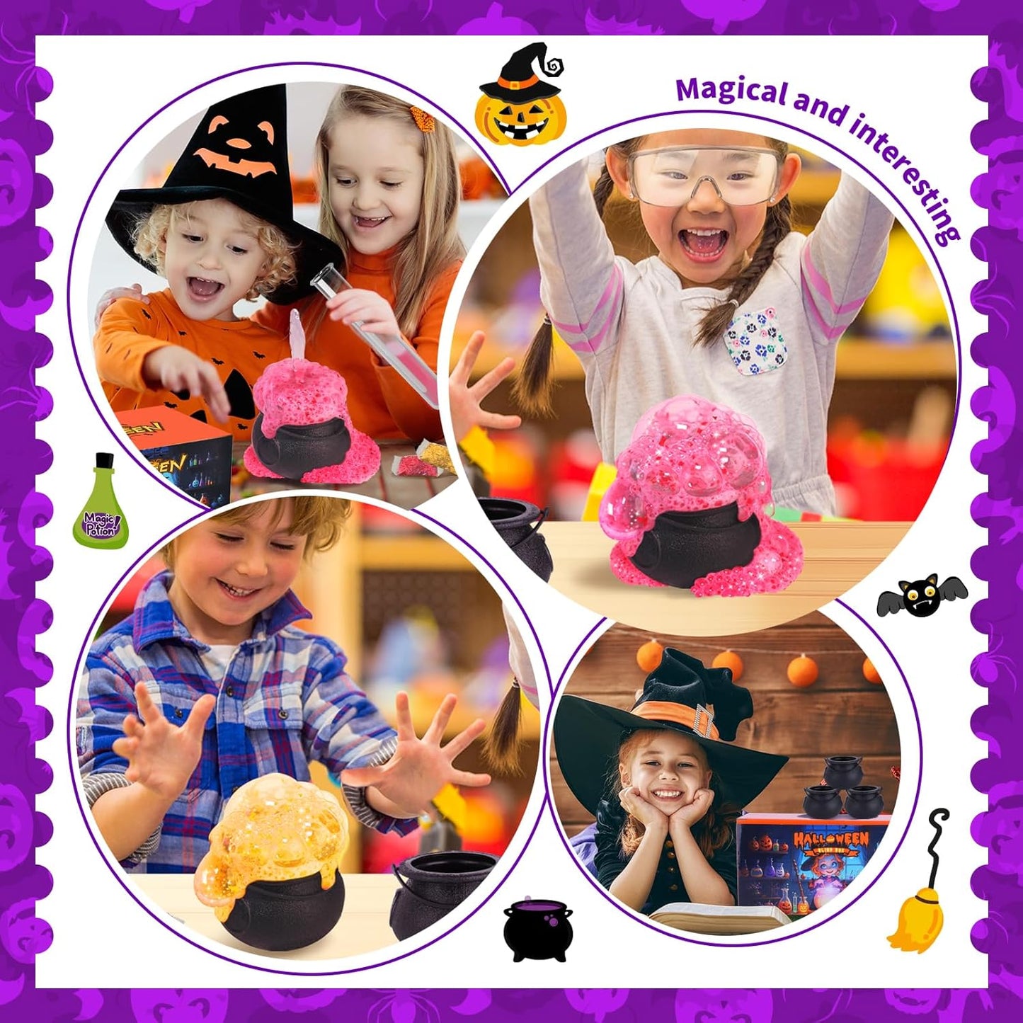 Halloween Toys for Kids, Built-in 12 Bottle Witch Magic Cube Jar, Halloween Favors for Toddlers, Halloween Party Favors for Boys and Girls, Gift Bag Filler，Halloween Decorations