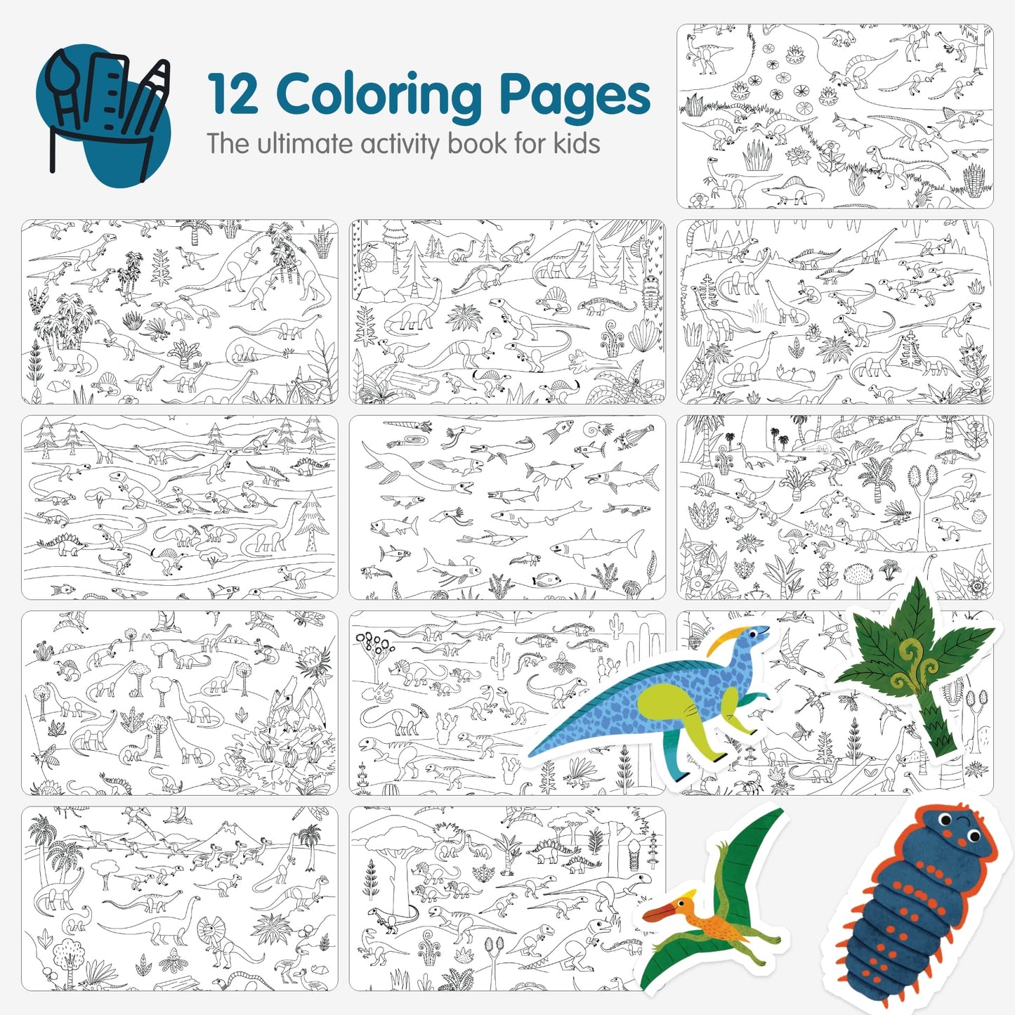 Cupkin Animal Sticker Book Activity for Kids, Toddler Airplane Travel Essentials, 500+ Habitat Stickers for Kids + 12 Scenes + 12 Coloring Book Pages, Animal Lover Kids Gift, Kids Crafts for Ages 2-8